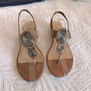 Impo Womans 11 M Silver Copper Gladiator Sling Sandals Gilda Thong Open Toe